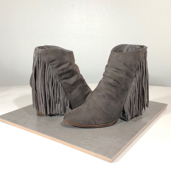 Madden Girl Suede Fringe Ankle Boots - Picture 4 of 7